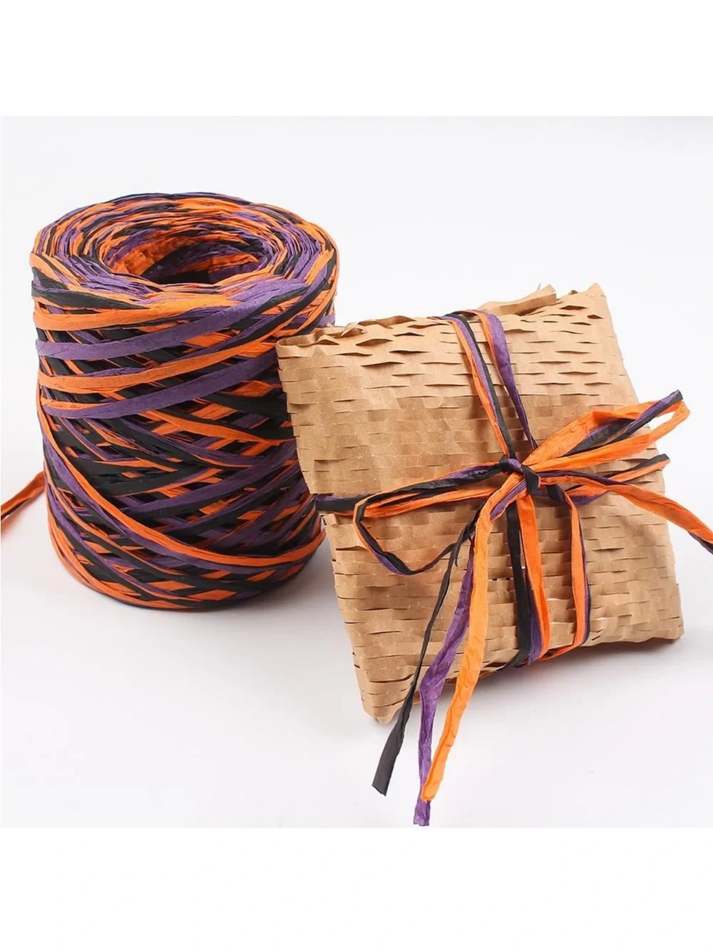 Rolls 150 m x 5 mm Halloween Raffia Paper Ribbon Gift Wrapping Raffia Twine nwt